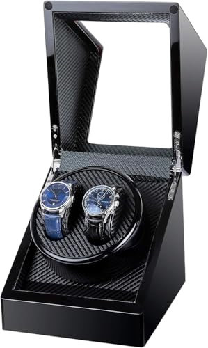 Kalawen Latest Double Watch Winder Box, Mute Japanese Motor, Dual Automatic Watches Winder Rotation Storage Case Display Box for Automatic Mechanical Watches