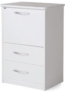 Mobile con ASSE da Stiro Bianco Dotato di Ruote, in Robusto nobilitato melaminico Dotato di Due cassetti e di Ampio vano a ribalta (Noce Antico)