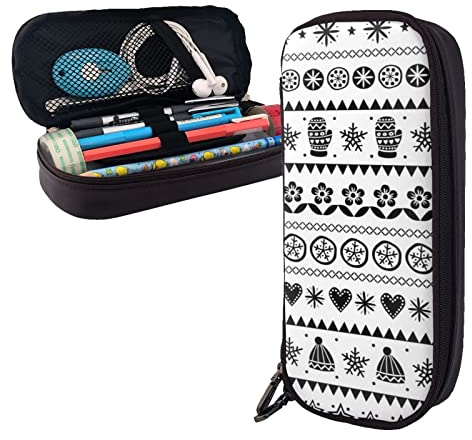 SJOAOAA Estuche de cuero de gran capacidad para lápices de arte popular de invierno, organizador de artículos de papelería con cremallera, ver imagen, Talla única, Organizador de bolsas