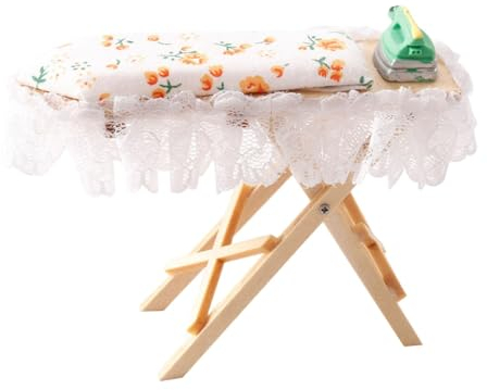 Sharplace Dollhouse Miniature Iron Ironing Table Playset Mini Ironing Board,1/12 Scale,Dolllhouse Furniture for Diorama Micro Landscape