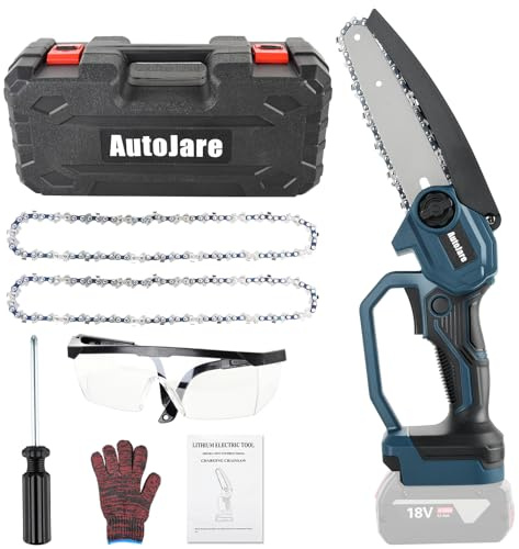 AUTOJARE 6 zoll Mini Kettensäge Kompatibel mit Bosch 18V Batterie Bürstenlose Elektro Säge zum Schneiden von Baumbeschneidung Holzschneiden Gartenarbeit (ohne Akku)