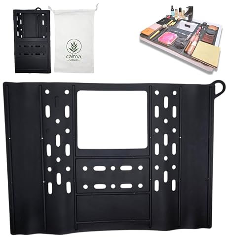 Calma visual Alfombrilla Silicona Lavabo Maquillaje Organizador Baño Brochas Viaje Limpieza Accesorios Belleza Antideslizante Drenaje Ligero Compacto Portátil Multifunción Plegable