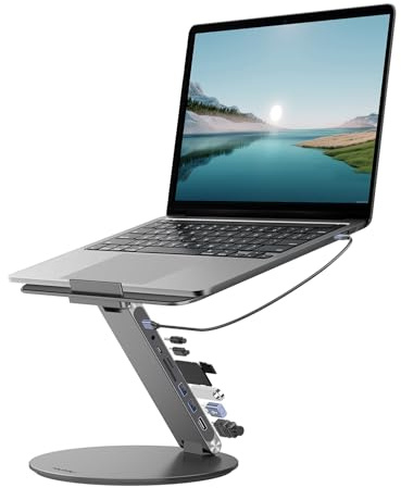 KU XIU Regolabile Supporto Laptop con Docking Station 8-in-1 Alluminio