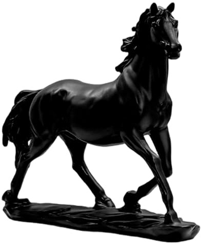 SMELEYOU Estatuilla de Caballo, Estatua Moderna de Caballo Negro para decoración de Estante, Escultura de Animal Feng Shui para Sala de Estar y Regalos
