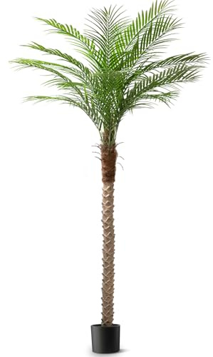 Artificial Palm Tree Outdoor, 7ft Tall Fake Palm Plant in Pot, Large Tropical Phoenix Palm Trees Garden Potted Floor Plant for Home Living Room Office Decor (7ft)