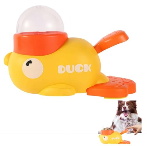 Cat Feeder, Ducky Cat Treat Dispenser, Ducks-shaped Pet Slow Feeder Food Dispenser With Button for Indoorcats & Outdoor Small Dog/puppy Interactive, for Pet Healthy Eating & Iq Training