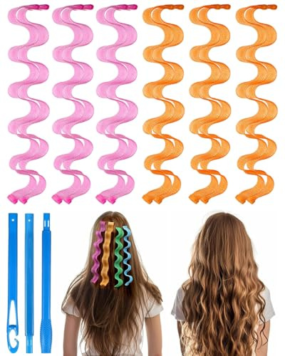 JEXOWIQ DIY Magic Hair Waves Curls Boucles en Spirale Sans Chaleur avec Crochets de Coiffage pour Femmes, Filles, La Plupart des Coiffures, boudin cheveux boucle sans chaleur