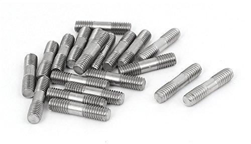 uxcell M6x25mm 304 Stainless Steel Double End Threaded Stud Screw Bolt 20pcs