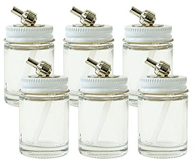 Paasche H-1-OZ-6P Flacon de Peinture aérographe en Verre de 28,3 g, Claire, 1 oz, Set de 6 Pièces