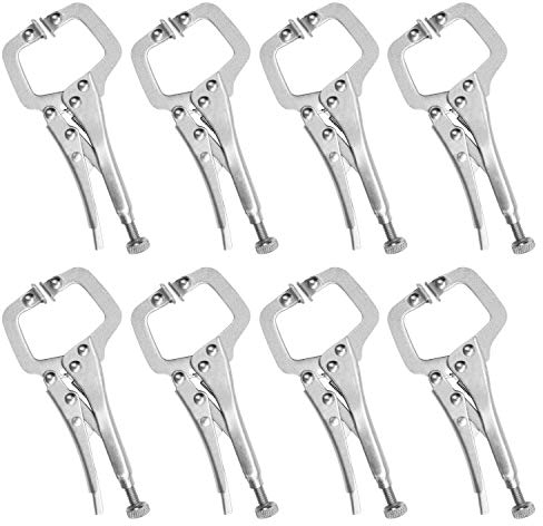 Kurtzy Abrazadera en C Sargentos de Apriete 13,3 cm de Metal con Tornillo Ajustable y Almohadillas Giratorias (Pack de 8) Juego Alicates Soldar Fácil Liberación - Superficies Disparejas, Manualidades