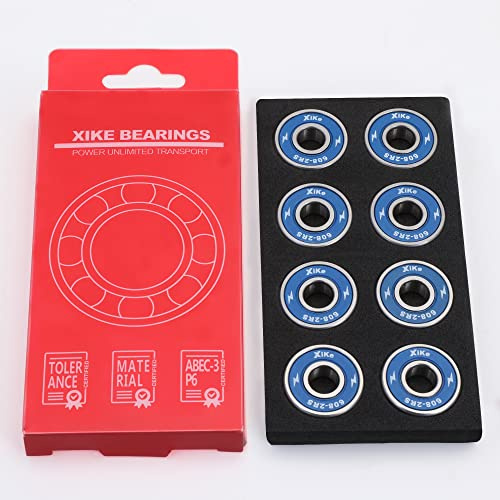 XiKe 16-Pack 608-2RS Skateboard Bearings, Blue, High-Speed 8x22x7mm, Durable Double Rubber Sealed, Fit for Longboards, Inline & Roller Skates, Spinners Etc