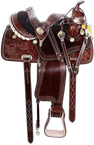 Wonder Wish Westernsattelfass Rodeo Crystal Silber Nieten Premium Leder Sattelset