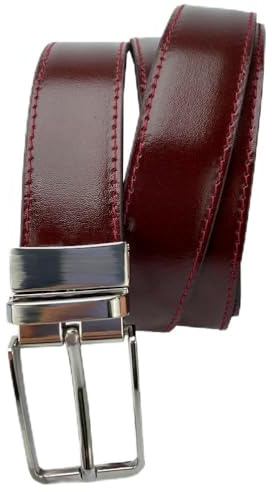 MÁRQUEZ CINTURONES- Cinturón reversible para hombre de piel 30mm (burdeos, 90)