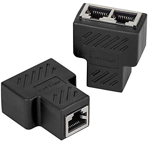 VANDESAIL 2 Pack LAN Splitter & Verteiler, LAN Splitter 1 Auf 2, RJ45 Splitter LAN Switch 2Port, Ethernet Splitter Netzwerk Verlängerungen Adapter, Black
