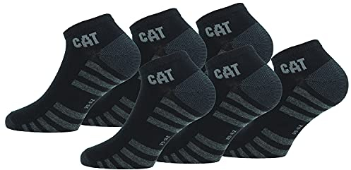 Caterpillar 6 Paar knöchellange Sneakersocken – für Jeden Einsatz – Verstärkte Spitze und Fersen – Baumwolle (Schwarz, 43-46)