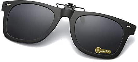 LUFF Polarization Clip-On Occhiali da sole Unisex-Elegante e confortevole clip Flip up occhiali da sole miope per Outdoor/guida/pesca (Black)
