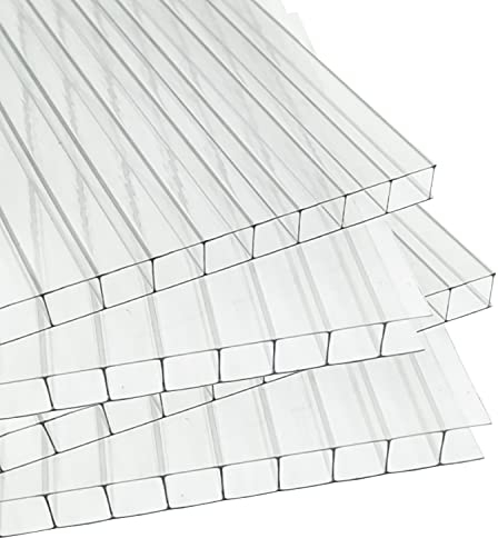 Ansobea Plaques alvéolaires en Polycarbonate, 14 pièces Plaques de Serre alvéolaires, 1210x605x4mm, Plaques alvéolaires Doubles, Plaques de Rechange env. 10,25 m².