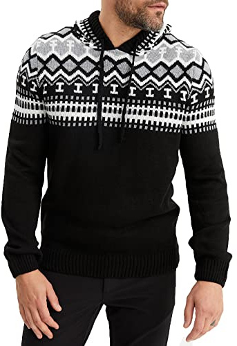 Leif Nelson Norwegian men's knitted jumper with hood