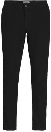 JJ REBEL Men's Jrebmichael Slim Sharp Noos Chino Trousers, Black, 30 W/34 L