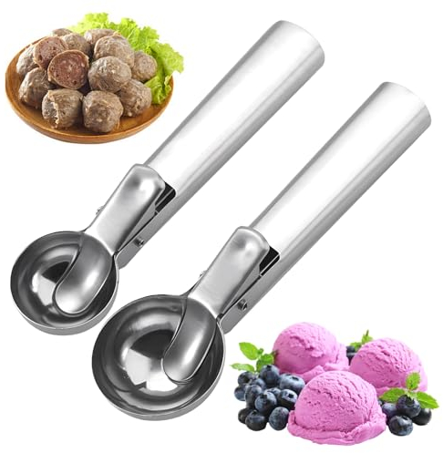 Paletta Per Gelato In Acciaio Inox,CHmiss Ice Cream Scoop,2 Pezzi Cucchiaio Gelato,Porzionatori Da Gelato Per Torte, Per Melone, Polpette, Biscotti, Frutta