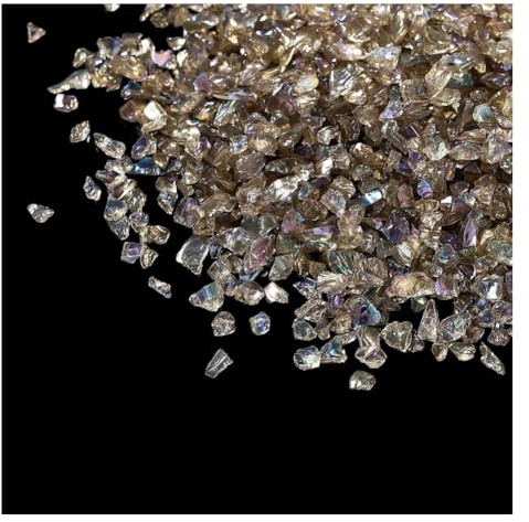 Wisafory krossat glaschips oregelbundna glaschips glitter oborrade glaspärlor transparent glas för bröllop fest vasfyllnad bröllop bordsdekorationer hantverk 100 g gråbrun