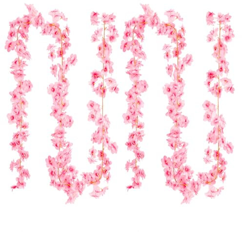 2 Stück Künstliche Kirschblüten Girlande, Rosa Party-Hochzeit-Deko (3,6m)