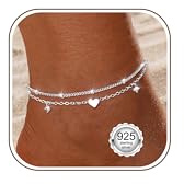 Diamday Bracelet Cheville Femme Argent 925 Chaine de Cheville Argent | Bracelets de Cheville pour Femme, Réglable Chaine Argent Femme, Imperméable Chaine Cheville, Pied Bijoux Femme