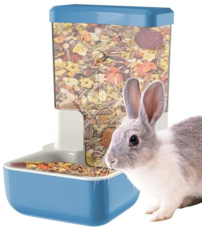 Dispensador de comida y agua para conejos, alimentador automático para conejo con cuenco ajustable, diseño desmontable estable y gran depósito para hurón Gerbille erizo Chinchilla