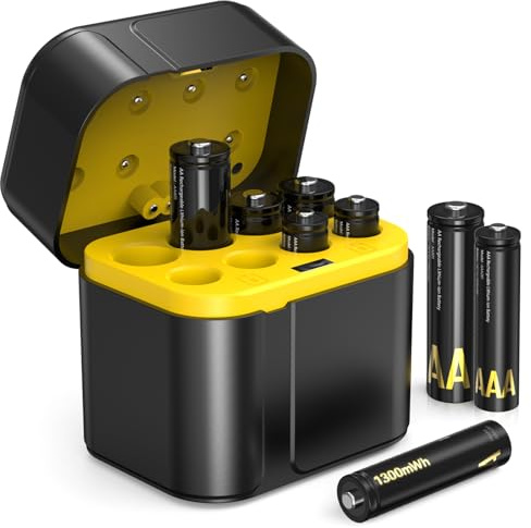 SURFOU 4 Batterie AA ricaricabili 3700mWh e 4AAA ricaricabili 1300mWh al litio con carico, 1600 Cicli, Confezioni da 1,5 V Triple A Double A Ricaricabile, 8 pezzi