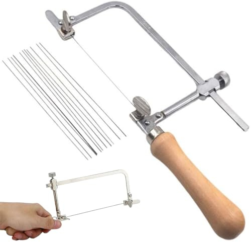 1 Set Seghetto da traforo con lame Corda a forma di U Filo diamantato portatile fai-da-te e da taglio per piastrelle Pietra giada Ceramica Vetro Legno