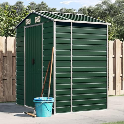 Abri de jardin - Armoire à outils - Vert - 191 x 130 x 198 cm - En acier galvanisé - Pour extérieur, jardin, terrasse