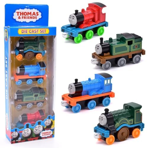 FCXVXCL Train Toy 4PCS Mini Trains Toys Children's Pull Back Cars Alloy Material Collectable Model Play Vehicles Miniature Ornament Gifts for Kids