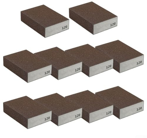 Lot de 10 blocs d'éponge de ponçage multifonctions pour polissage, tampons en mousse abrasifs humides et secs pour cuisine et atelier (grain 120)