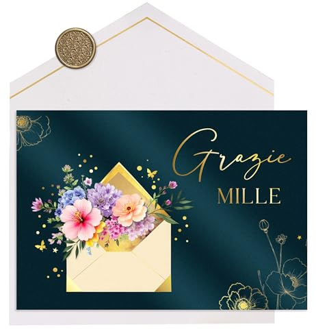Joli Coon Biglietto di ringraziamento ELEGANT - Biglietto Grazie mille premium con busta e vero sigillo in cera 17 x 11,5 cm