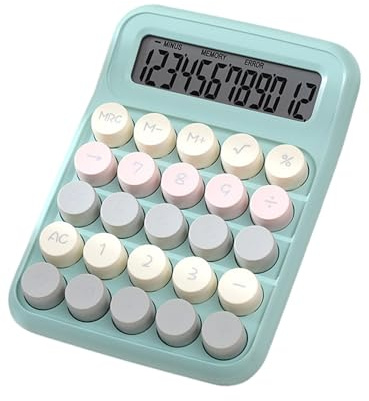 Calculadora mecánica de mano con pantalla LCD grande de 12 dígitos para escritorio, botones grandes, fácil de presionar, para estudiantes, colorida