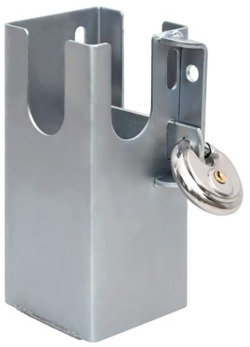 GeenYuu Sicurezza per rimorchio in acciaio argentato, 11 x 11 x 23,5 cm, con 2 chiavi per una protezione antifurto affidabile e serratura con serratura per rimorchio, garage, cancello e giardino