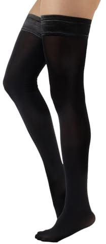 CALZITALY Medias Autoadhesivas Opacas | Medias Autosujetadoras Tupidas | 60 Den | Negro, Azul, Rojo, Verde | S - 4XL | Calcetería Italiana | (M-L, Negro)