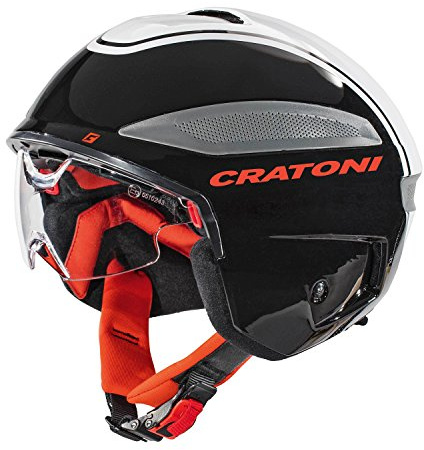 Cratoni Fahrradhelm Vigor, Black-White-Red Glossy, S, 111105A1