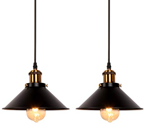 Newrays 2er Pack Industrie Retro Schwarz Eisen Küche Restaurant Bar Balkon Hängende Pendelleuchte