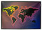 PSYWORK Schwarzlicht Stoffposter Neon Rainbow World Map, 50x70cm