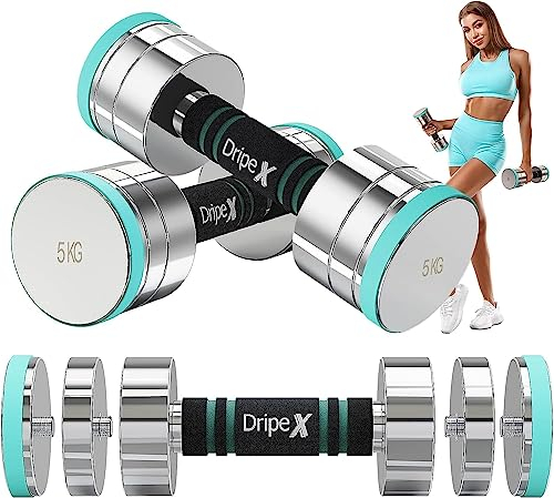 Dripex Steel Adjustable Dumbbells Set 2.5kg 5kg 7.5kg 10kg 15kg 25kg Dumbbells Pair Hand Weights with Foam Handle for Men Women Home Gym Fitness Dumbbell Training
