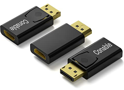 DisplayPort to HDMI Adapter 3 Pack, 4K Uni-Directional Gold Plated DP PC to HDMI Monitor, Male to Female Converter, Compatible with DisplayPort Source Devices Computer, Monitor, TV, Projector