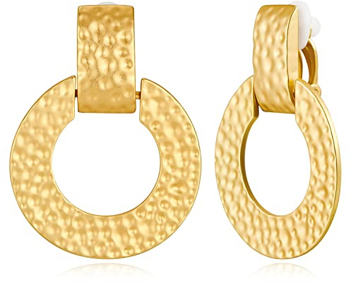 LILIE&WHITE Orecchini a clip in oro da donna, eleganti orecchini ipoallergenici non ossidanti per orecchie sensibili, regalo per compleanni, anniversari e occasioni speciali, 1.8 inches, Metallo, non