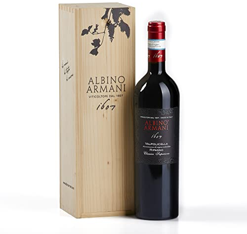 ALBINO ARMANI - GIFT RIPASSO - Confezione regalo in legno con logo da 1 bottiglia x 750 ml - 1x Valpolicella Ripasso Classico Superiore DOC