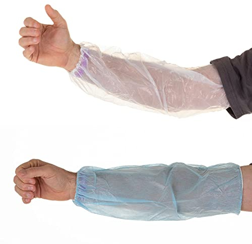 XARA - Cubre Mangas de Polietileno 0.02mm Ajustables - Protección Desechable para Brazos y Mangas – Sellado a Mano – Color Blanco - Pack 100