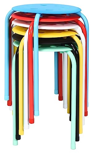 COSTWAY Set di 6 Sgabello Tondo Impilabile in Metallo, Sgabello Cucina Basso per Bambini Adulti, Sgabelli da Bar Casa Ufficio Aule, 30 x 30 x 44,5 cm (Colori Assortiti)