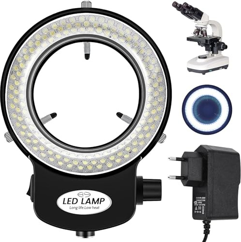 Gokelomg 144 LED mikroskop ringljus 0–100 % justerbar för mikroskop ringbelysning