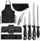Set Coltello Per Prosciutto Crudo Professionale - Borsa Per Coltelli, Coltello Lama 30 Cm, Pestello,Puntilla, Acciarino Affilacoltelli, Pinzette, Grembiule E Copri Prosciutto - Set Per Coltello Salame