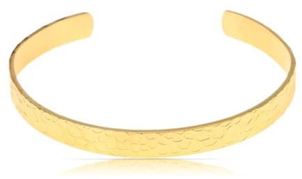 Made by Nami Edelstahl Armreif Gold Schmuck Damen Gehämmert Geschenke für Frauen Größenverstellbar (Gehämmert)