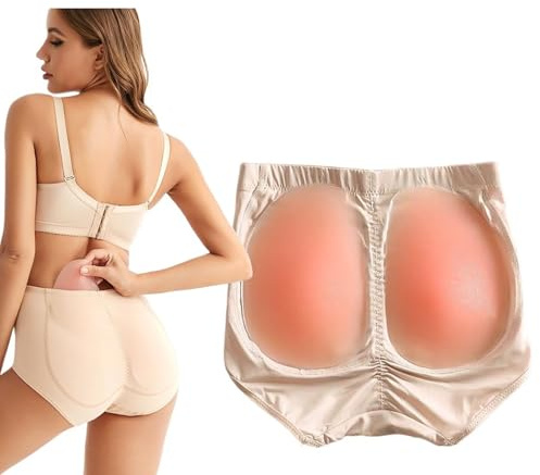 Qixfyze Bragas con Relleno Gluteos Y Caderas De Silicona, Bragas Push Up Gluteos con Relleno, Trasero Falso De Silicona, Potenciador De Cadera De Silicona(300g Skin Color,L)